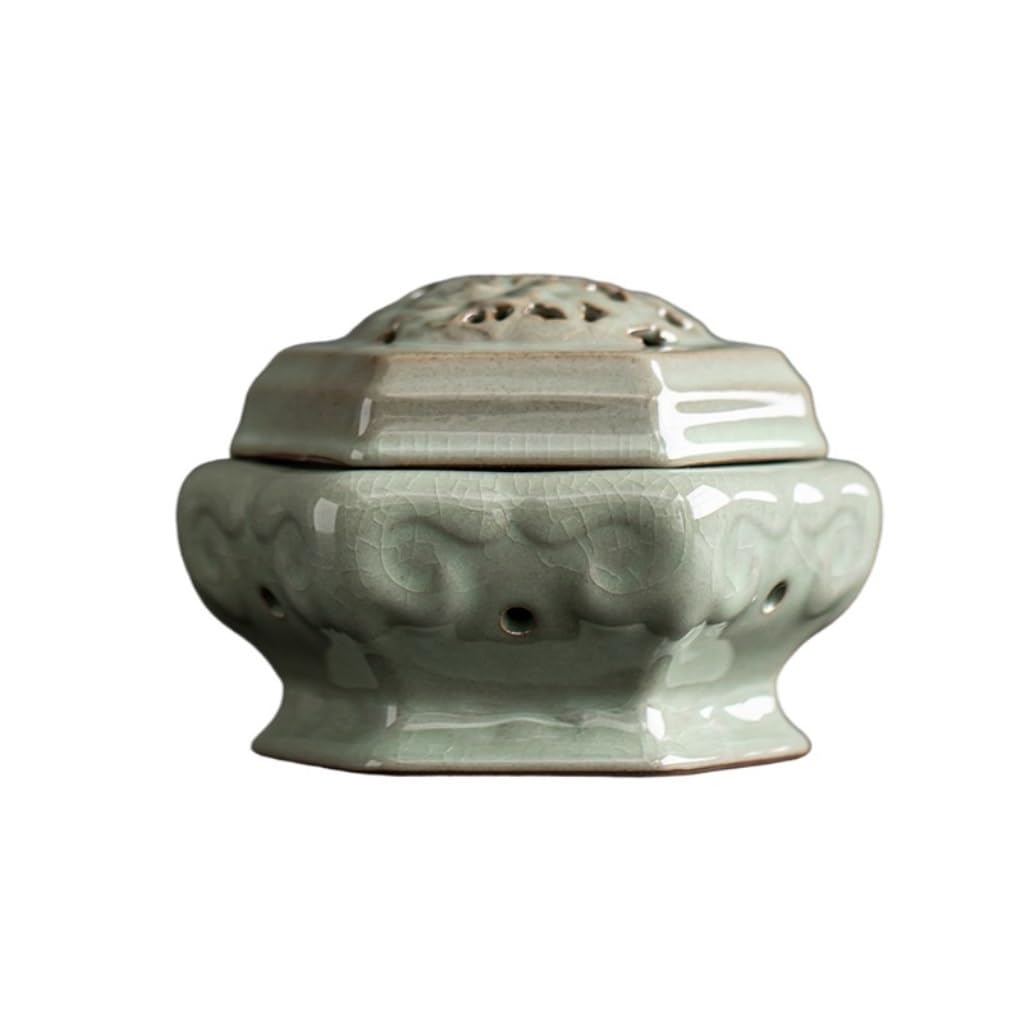 Portaincenso Coni Di Incenso Bruciatore di incenso for interni in ceramica Bruciatore di incenso da tavolo con ornamenti Zen for la casa con coperchio Bruciatore Di Incenso