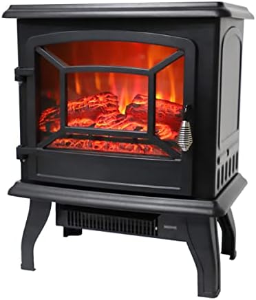 CZBZ 17 Inch Electric Fireplace Stove - 1400W, CSA Certified, Dual Heat Modes, Auto-Shutoff, Overheat Protection, Black for Living Room Bedroom