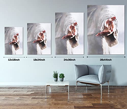 Christian Wall Art Jesus Posters Wall Decor Artwork Modern Religion Canvas Painting Give Me Your Hand Pictures Print Decor Stretched By Wooden Framed For Home Office Decorations - 24" Wx36 H #TOP4