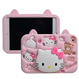 Cartoon Case for iPad 10.2'，MONEHOYSY Cute Soft Silicone Kickstand [Drop Proof,Shock Proof,Anti Slip] Back Stand Cover Case for Kids Children Teens Girls Boys (Kitty-1)
