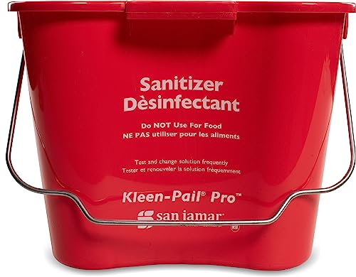 Image of San Jamar Kleen-Pail Pro, Bucket with Handle for Cleaning Products in Commercial and Home Setting, 8 Qts, 1 Count, Red