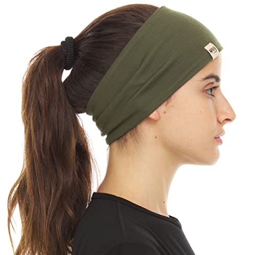 Minus33 Merino Wool Reversible Headband Olive Drab/Black One Size #TOP2