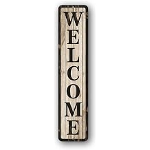 4"x18" Vertical Wood Style Welcome Sign | Faux Wood Vintage Style Welcome Entry Sign | Durable Aluminum Metal Sign