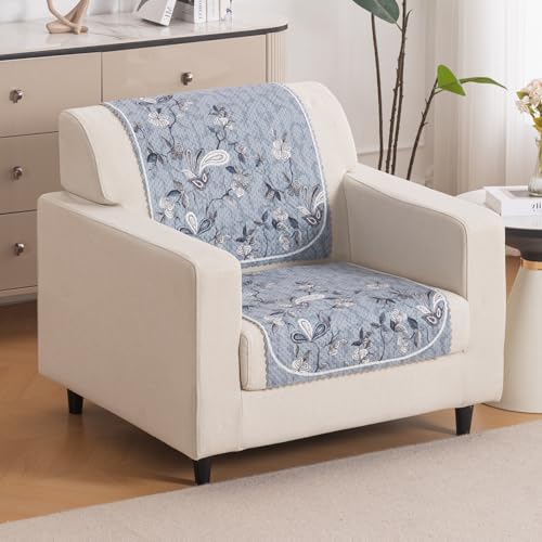 Image of HOKIPO HeavenHue Sofa Cover 1 Seater for Seat & Back, Frosted Petals