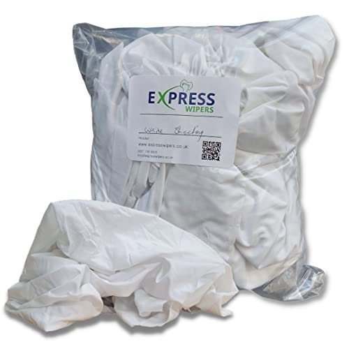 EXPRESS WIPERS 1kg Bag of Rag - Lint-Free White Cotton Sheeting Wiping Cloths