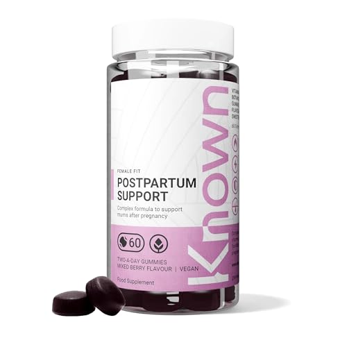 Known Postpartum Support Gummies - Multivitamin - Post Pregnancy Recovery & Energy - Natural Mixed Berry Flavour - 60 Vegan Gummies, 1 Month Supply