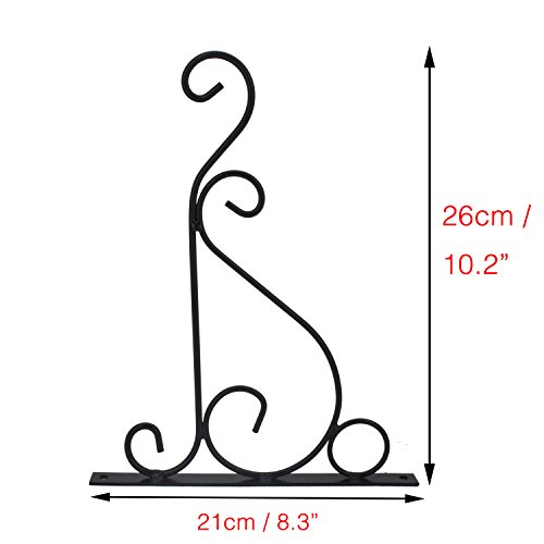 2 PCS Wall Hanging Plants Bracket Premium Thicken Iron Decorative Planter Hook with 2 PCS 6" S-Hooks for Lanterns,Planters,Hanging Bird Feeders,Ornaments (Black) by OVOV - Thumbnail 6