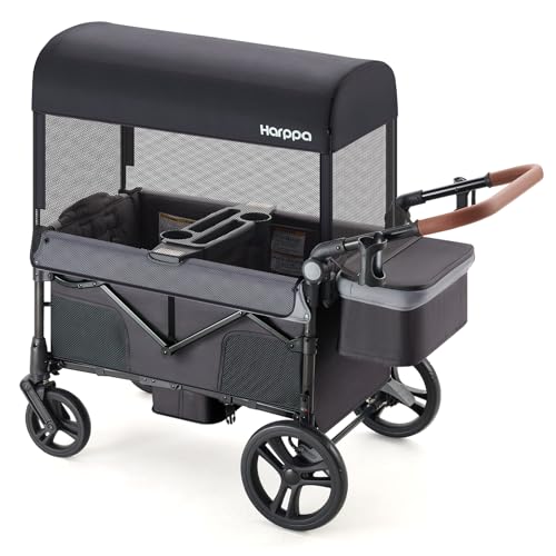 HARPPA Foldable Kids Wagon with Canopy and Mosquito Net