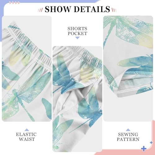 ZZXXB Dragonfly Watercolor Pattern Boys Long Pants Soft Trousers Elastic Waist Kids Lounge Bottoms with Pockets S-XL4