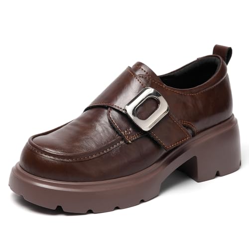 Image of Loafers for Women Platform Chunky Loafers Hook and Loop Casual Dressy Shoes
