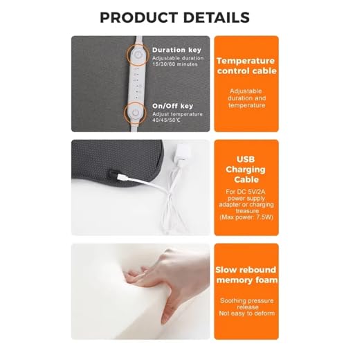 Coussin lombaire en mousse de qualité supérieure avec chauffage intégré - 5