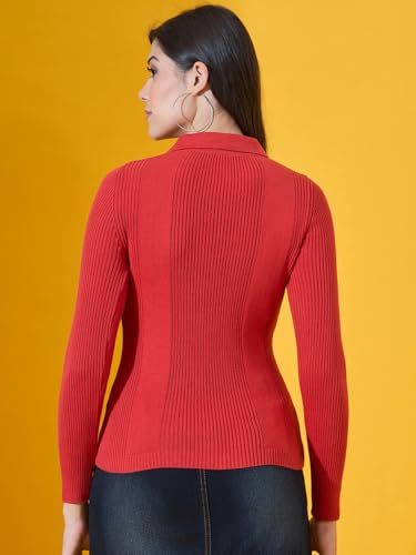 Image of 98 Degree North Women Spread Collar Sweater-G1577-BLACK