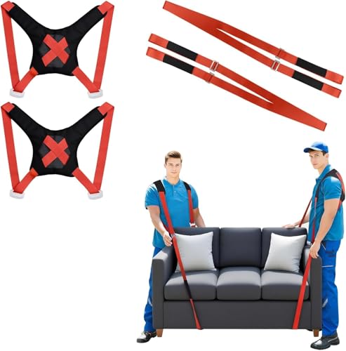 Moving Straps 2-Person, Adjustable Furniture Lifting and Carrying Strap for Appliance Couch Mattress Heavy Boxes (Moving Straps for Back)