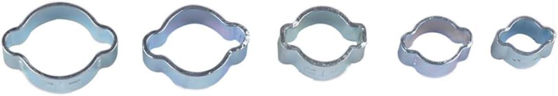 160Pcs Dual Ear Carbon Steel Hose Clamp for Fuel Air and Water Pipes Rounded Design for Hose Protection Convenient Storage Box Included