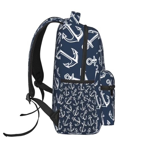 Anchor Pattern Lightweight Backpack Travel Casual Bags for Women or Men 15.7 Inches3