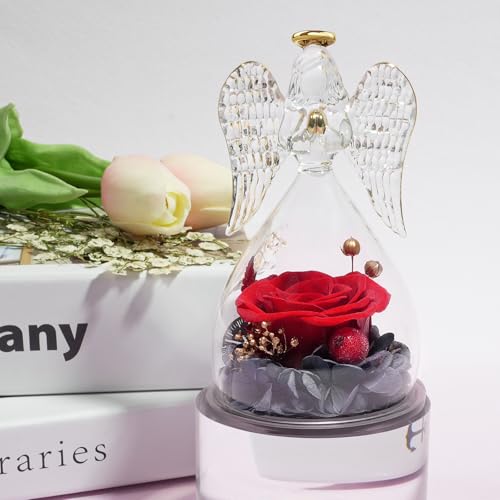 Miniatura 3 de Miofula Rosa Eterna Regalos Originales Para Mujer, Flores Preservadas Ángel Figura Regalo Cumpleaños Mujer Madre,Flor Eterna Regalos San Valentin Aniversario Pareja Mama Abuela Dia De La Madre Navidad