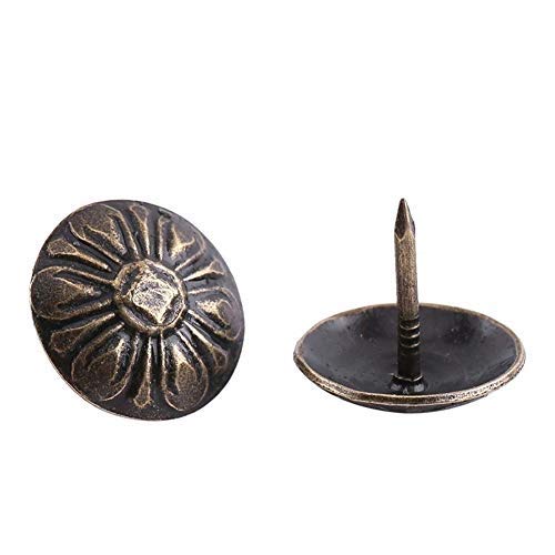 100pcs Clous De Tapisserie D'ameublement De Cru, Meubles Clous D'assortiment Kit Canapé Chaussure Porte Goujon Décoratif Antique Tapisserie D'ameublement Punaises En Métal Bronze(13 * 17mm