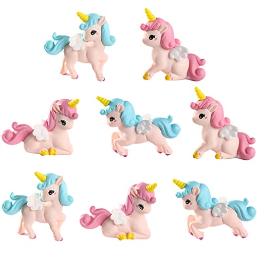 8 Pcs Flying Horse Unicorn Animal Model Figures Toy Cake Toppers, Miniature Unicorn Figurines Fairy Garden Moss Landscape Diy Terrarium Crafts Ornament, Cake Decoration Christmas Birthday Gift #TOP5