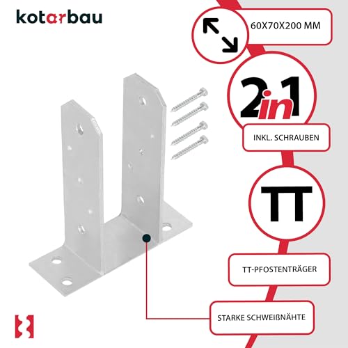 Acier galvanisé durable pour ce support de poteau bois 70 mm robuste