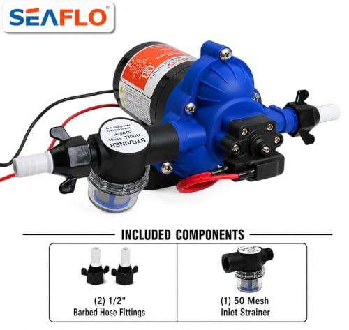 Image of SEAFLO 33-Series Diaphragm Water Pressure Pump (12V | 3.0 GPM | 45 PSI), Blue Housing