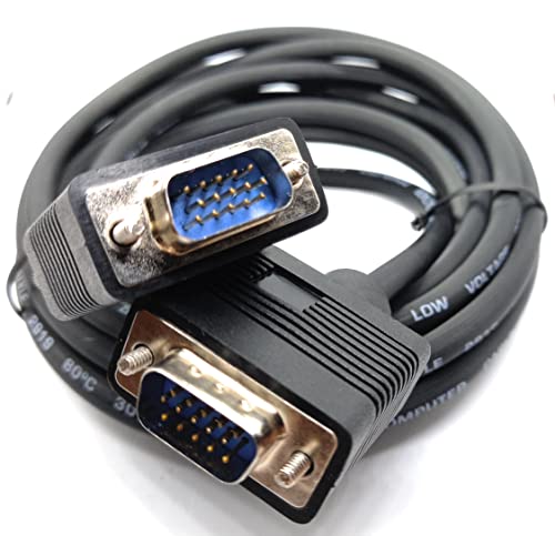 DRUT 3m VGA to VGA Cable 15 pin SVGA Male to Male for Monitor Computer PC Laptops TV Projectors Extension Lead, HD15 All Data Pins Connected (10ft, Black)