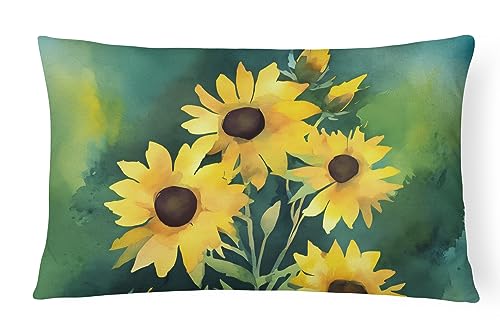 Caroline's Treasures DAC1657PW1216 Kentucky Goldenrod in Watercolor Fabric Decorative Pillow 100% Machine Washable Pillow, Indoor or Outdoor Decorative Throw Pillow for Couch, Bed or Patio