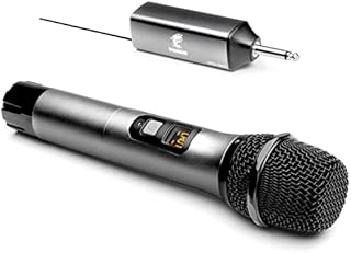 TONOR UHF Mikrofon bezprzewodowy, metalowy, ręczny system mikrofonowy z odbiornikiem i możliwością ładowania, z wyjściem 6,35 mm na wzmacniacz (TW620), Szary
