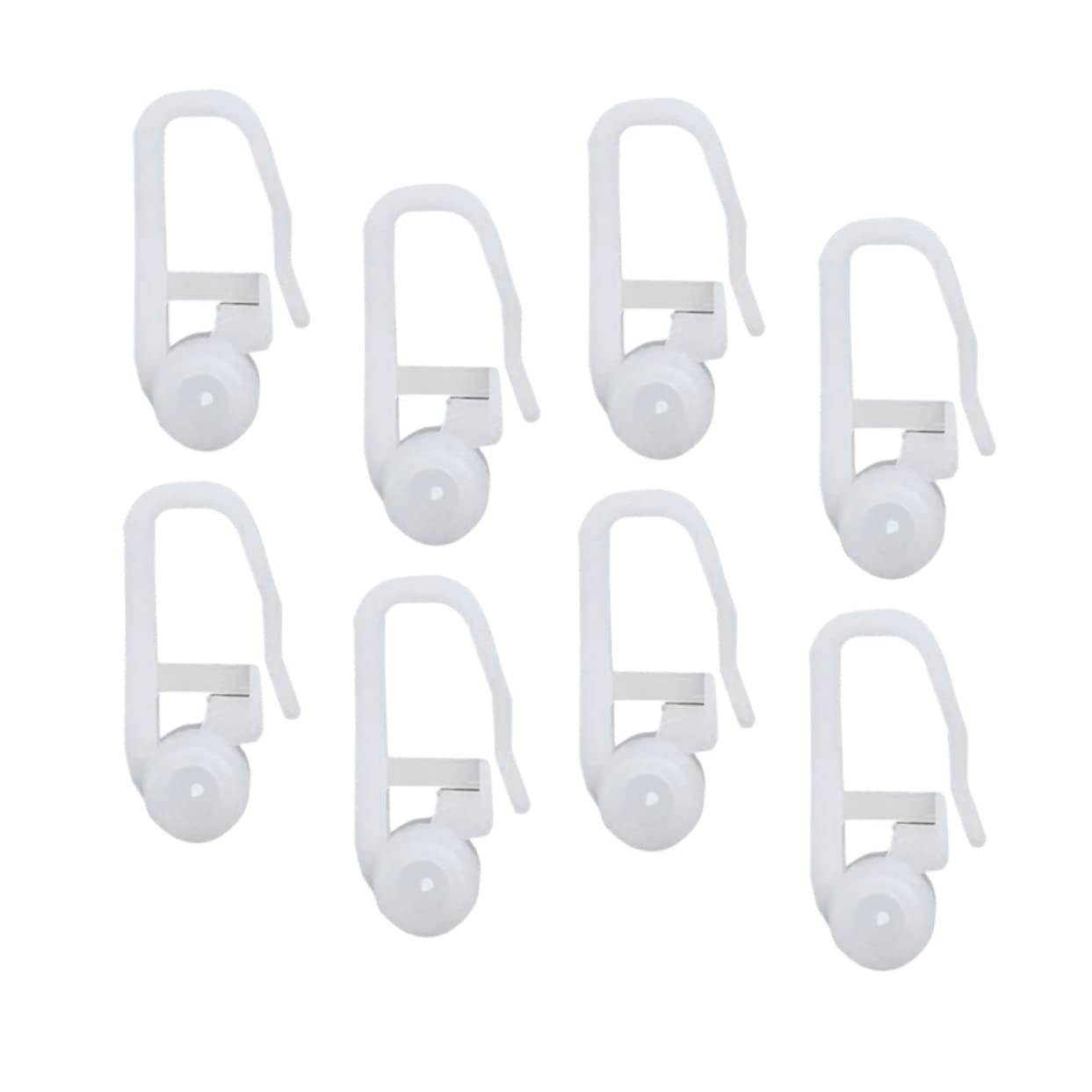 MUCKLILY 50Pcs Sliding Curtain Hooks with Ball Track Curtain Hanging Rings for Easy Installation for Bed and Bathroom Curtains White