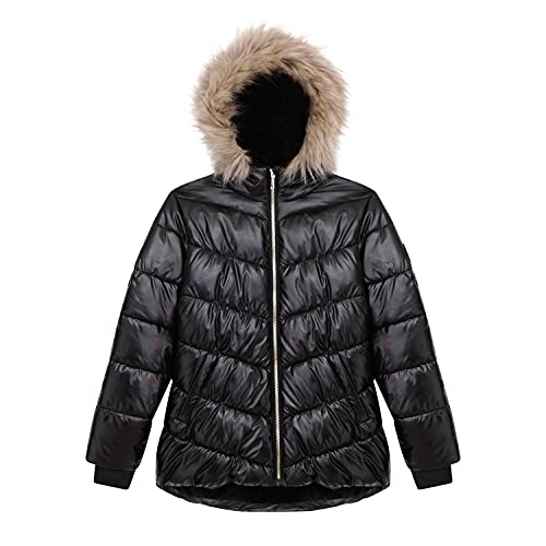 Image of Juicy Couture Girls Coat, Faux Fur Hooded Winter Jacket, Warm Padded Parka Hoodie, Kids Heavyweight Winter Coat