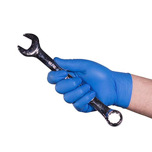AMMEX Gloveworks HD Industrial Royal Blue Nitrile Gloves with Diamond Texture Grip, Case of 1000, 6 mil, Size Medium, Latex Free, Powder Free, Textured, Disposable, GWRBN44100