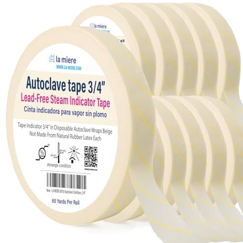 12 Rolls Autoclave Sterilization Tape 3/4" x 60 Yards Adhesive Tape