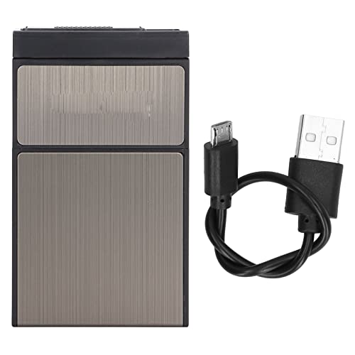 WGFOIP Pitillera de Metal, Pitillera Rígida, Encendedor de Carga USB, Material de Aleación Compacto, Capacidad de Paquete de 20, Navideño, Protegido con Almohadilla Térmica USB (Negro)