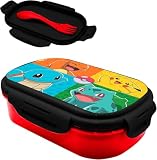 Pokémon Kids Lunch Box with Spork – Premium Bento Food Container, Leak-Resistant, BPA-Free – Pikachu & Friends Design