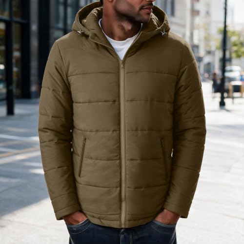 Mens Puffer Jacket with Hood Lightweight Long Sleeve Warm Winter Coats - image 3