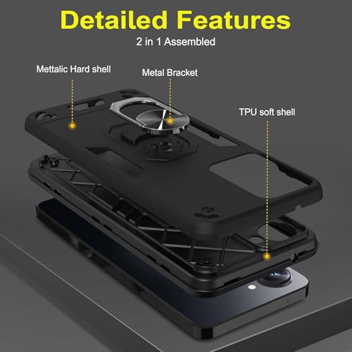 Image of NDCOM for Realme 10 Pro 5G Cover - Realme 10 Pro Back Cover, Protective Realme 10 Pro 5+G Cover Ring Holder Case