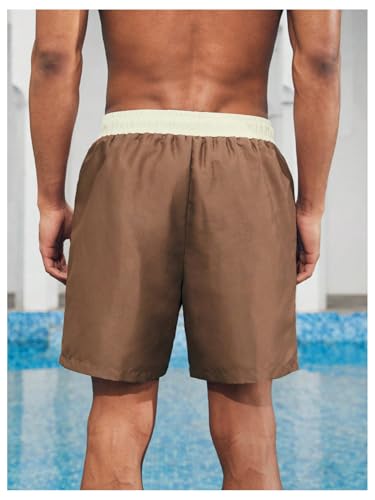 Verdusa Men's Colorblock Drawstring Waist Swim Trunks Summer Beach Board Shorts with Pockets2