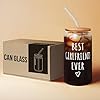 Gifts for Girlfriend - Girlfriend Gifts for Women - Anniversary, Valentines Day, Birthday, Christmas Gift for Her - Romantic Love Gift Ideas for Her - 16 Oz Can Glass with Lid, Straw & Brush