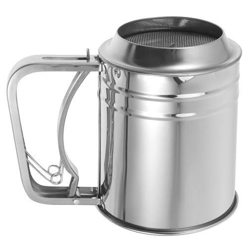 NUOBESTY Tamizador de Harina de Acero Inoxidable con Mango Colador de Malla Fina para Repostería Taza Tamizadora Manual para Cocina y Horneado Reutilizable y Resistente