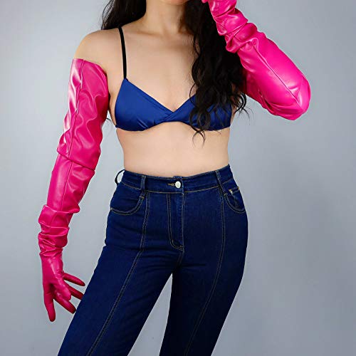 Image of DooWay Unisex 90CM LONG LEATHER GLOVES Oversized Loose Fit 35 Inches Shoulder Length Faux PU for Adult Party Cosplay Costume