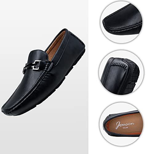Jousen Men's Loafers Casual Slip On Driving Shoes Metal Buckle Boat Loafer (Amy801 Black 11) #TOP2
