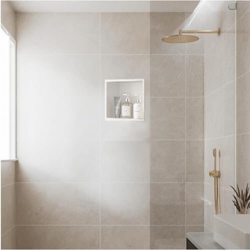 Étagère de douche encastrée en acier inoxydable blanc au design épuré - 2