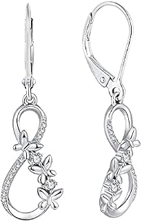 JO WISDOM Women Infinity Earrings,925 Sterling Silver Butterfly Leverback Dangle & Drop Earrings with 3A Cubic Zirconia