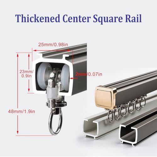 Ultra-Strong Aluminum Sliding Track System - Ceiling/Wall Mount, Clete Kit with Thickened Mute Strip for Sound & Noise Reduction, Gray, Ideal for Heavy Curtains