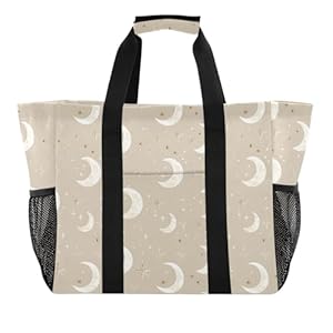 Sanluoli Beżowa Torba Plażowa na Ramię Księżyce
