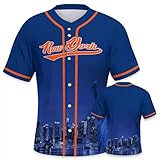 Baseball City Night Skyline Jersey Shirt Printing Apparel for Men Fans Gifts XL Blue Orange