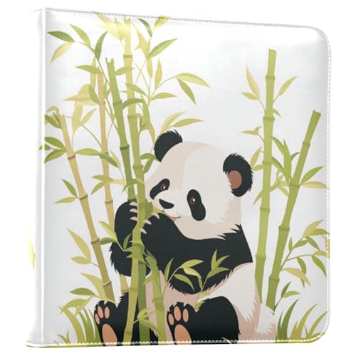 Kigai Cute Panda Photo Album Self Adhesive Scrapbook Album Leather Cover DIY Picture Scrap Book with 20 Adhesive Sheets, 11.8x24x0.8 inch