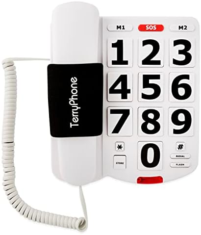 Acenis Big Button Phone for Seniors - Corded Landline Telephone - Large Buttons and One-Touch Dialling for Visually Impaired - 80 dB Amplified Ringer for Hearing Impaired, Ergonomic Non-Slip Grip