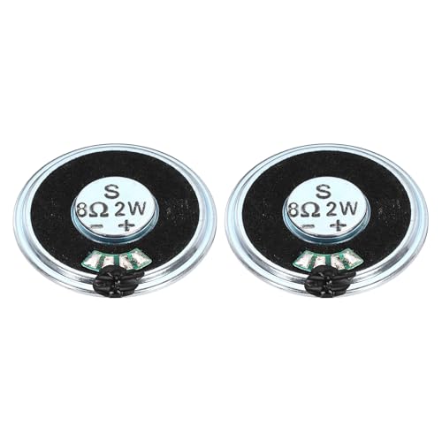 uxcell 2 Pcs 2W 8 Ohm Small Speakers Metal Shell Round Internal Micro Magnet Speaker for Mini Speakers DVD EVD Multimedia Mobile Portable Advertising Machine