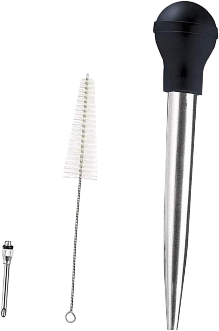 Ipetboom Practical Meat Injector Black Single Needle Food Injector for Turkey and Grilled Meat for Moist Juicy Flavor Easy to Assemble and Clean for Bbq Cooking
