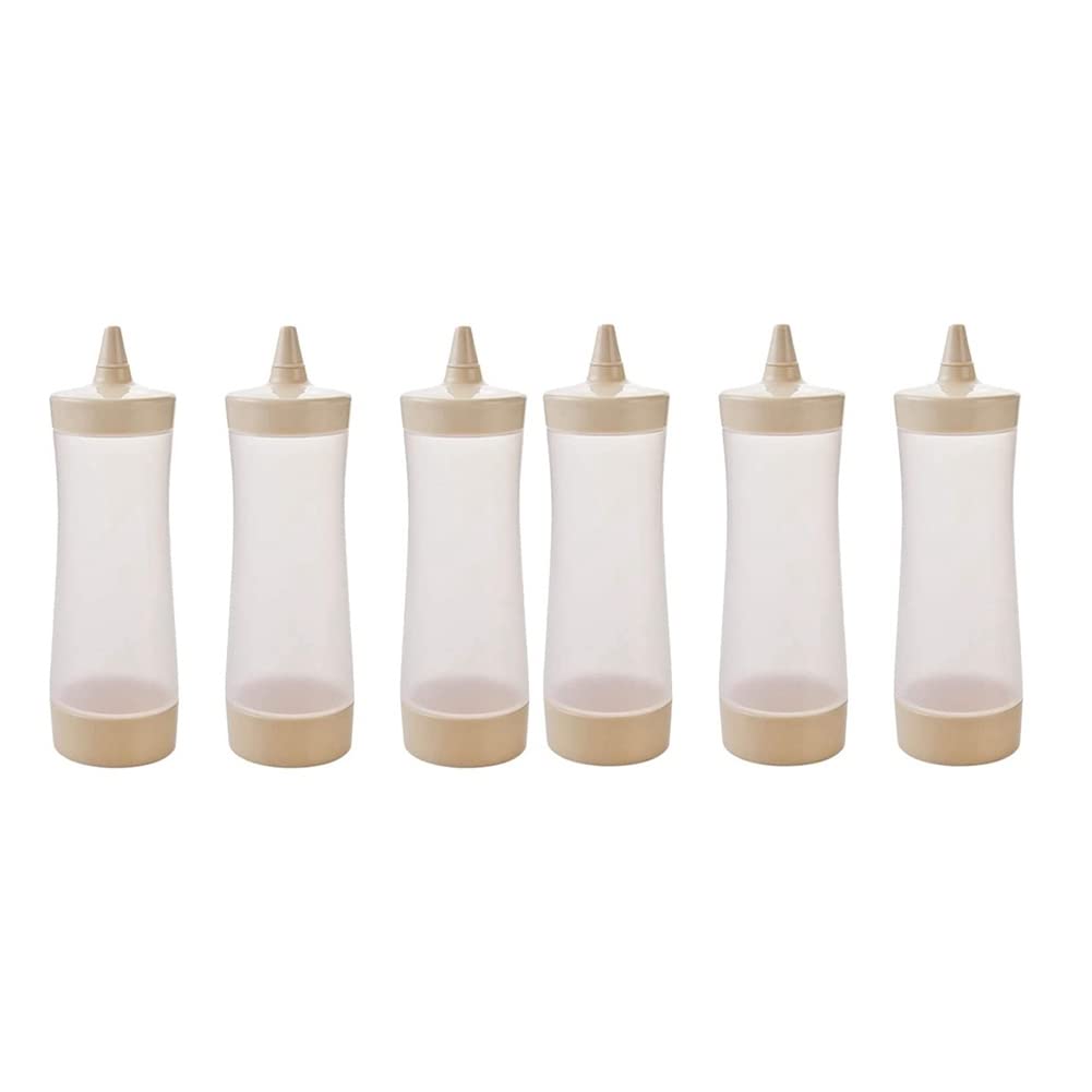 CTRLZS 6Pcs Squeeze Squirt Condiment Bottles Ketchup Bottle Mustard Sauce Containers for Kitchen Condiment,Beige